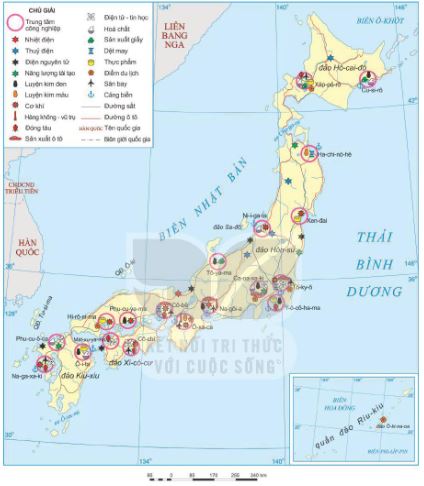 Bản đồ phân bố công nghiệp Nhật Bản năm 2020