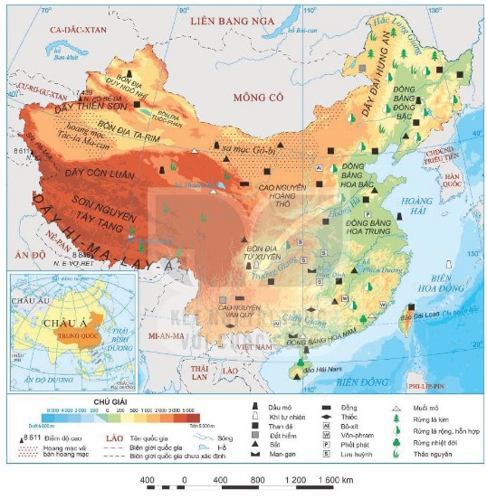 Bản đồ tự nhiên Trung Quốc