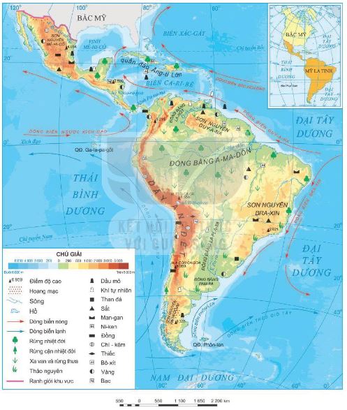 Bản đồ tự nhiên khu vực Mỹ La tinh