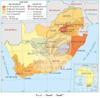 Bản đồ phân bố dân cư Cộng hòa Nam Phi năm 2020
