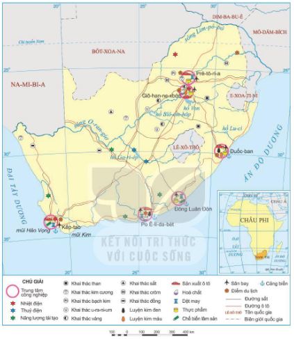 Bản đồ phân bố công nghiệp Cộng hoà Nam Phi năm 2020