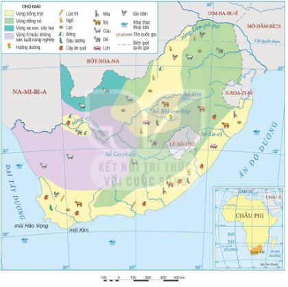 Bản đồ phân bố nông nghiệp, lâm nghiệp và thủy sản Cộng hoà Nam Phi năm 2020