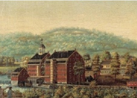 Một nhà máy sản xuất ở Bô-xtơn (Mỹ) đầu thế kỉ XIX (tranh vẽ)