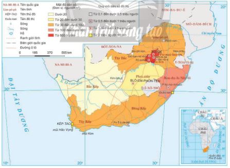 Phân bố dân cư và một số đô thị ở Cộng hòa Nam Phi, năm 2021