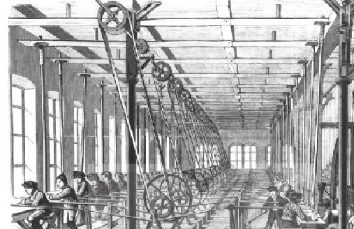 Trẻ em lao động trong nhà máy giấy ở Đức (tranh vẽ)