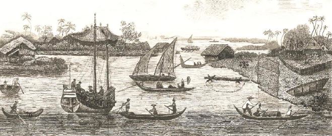 Cảnh buôn bán trên sông Đồng Nai khoảng năm 1820