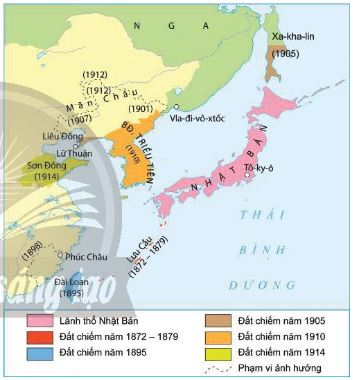 Lược đồ về sự bành trưởng của đế quốc Nhật Bản cuối thế kỉ XIX, đầu thế kỉ XX