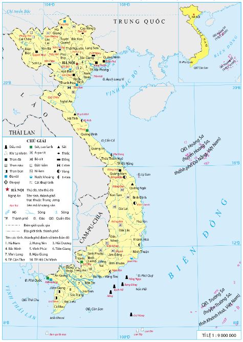 Bản đồ phân bố một số khoáng sản chính ở Việt Nam
