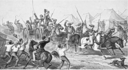 Binh lính người gốc Ân trong quân đội Anh nổi dậy trong cuộc khởi nghĩa Xi-pay (tranh vẽ)