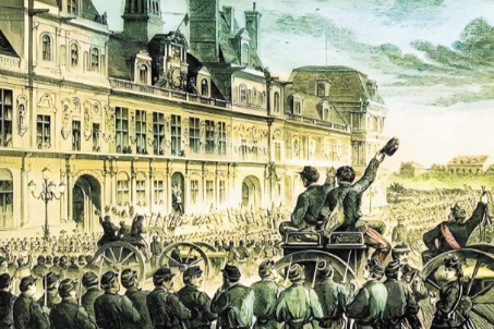 Quần chúng chiếm toà Thị chính Pa-ri trưa ngày 18-3-1871 (tranh vẽ)