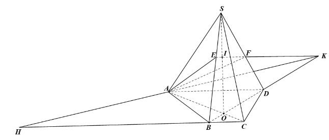 Cho hình chóp S.ABCD có ABCD là hình thang đáy lớn AD. Gọi E, F lần lượt