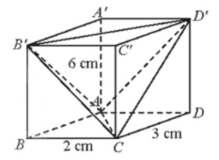 Một hình hộp chữ nhật ABCD A'B'C'D' có ba kích thước là 2 cm 3 cm và 6 cm