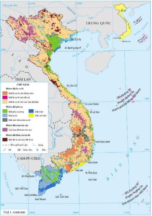 Bản đồ phân bố các loại đất chính ở Việt Nam