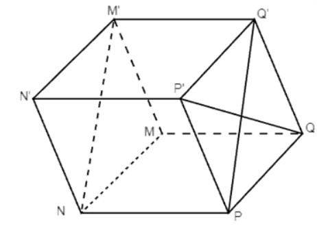 Cho hình lăng trụ MNPQ.M’N’P’Q’ có tất cả các cạnh bằng nhau