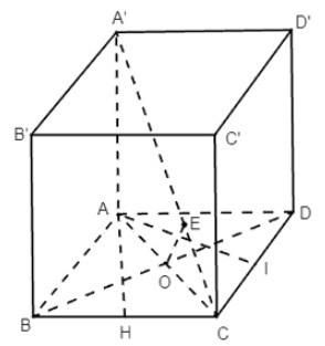 Cho hình hộp ABCD.A’B’C’D’ có ABCD là hình thoi cạnh a, AA’ ⊥ (ABCD), AA’ = 2a, AC = a