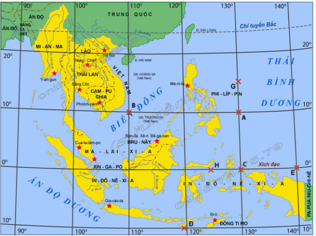Bản đồ thủ đô các nước ở khu vực Đông Nam Á