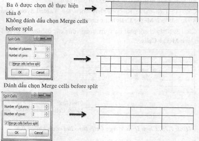 Minh hoạ lựa chọn Merge cells before split