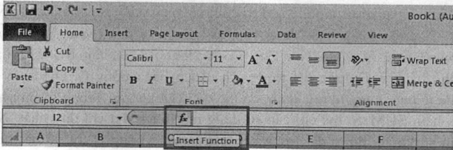 Vị trí nút Insert Function trên thanh Formula
