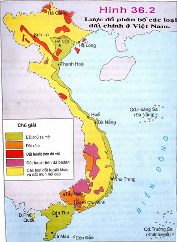 Lược đồ phân bố đất chính ở Việt Nam