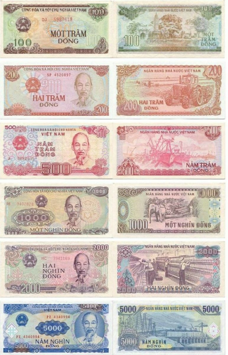 Một số tờ tiền Việt Nam