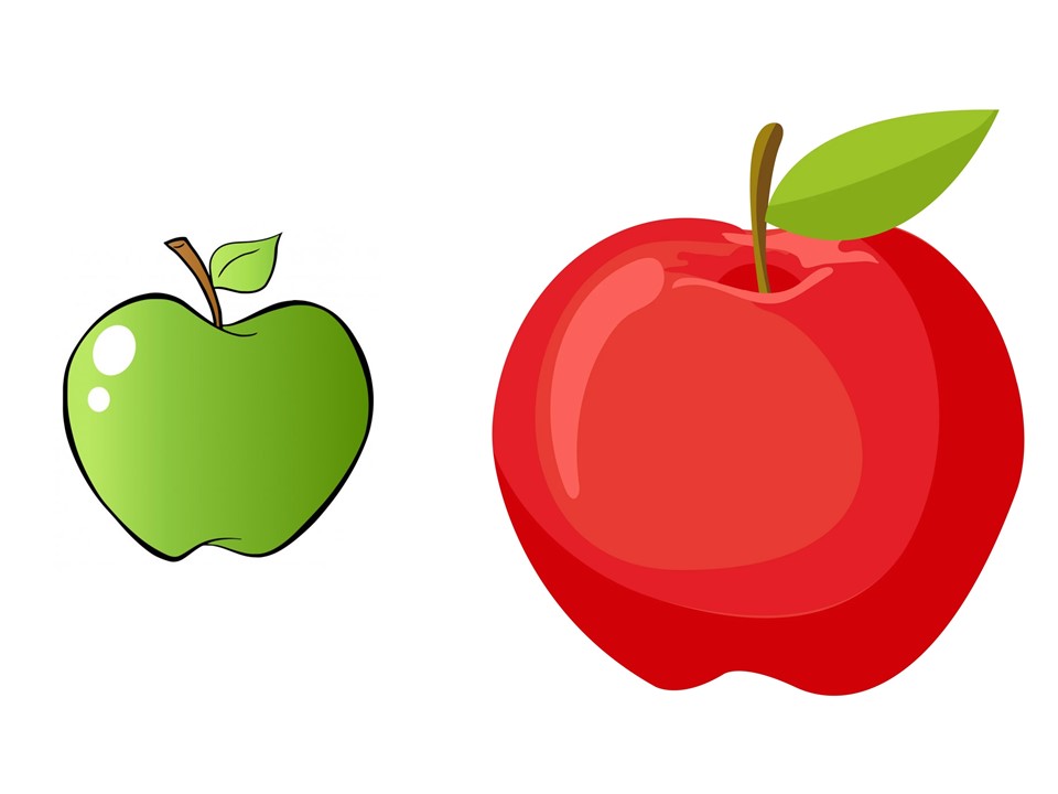 A green apple is .......... a red one.