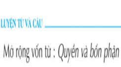 Luyện từ và câu Mở rộng vốn từ: Quyền và bổn phận