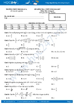 8 Đề kiểm tra 1 tiết môn Giải tích lớp 12 chương 2 năm 2016-2017 - THPT Nho Quan A