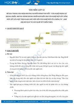 Nghị luận văn học bàn về mối quan hệ giữa văn nghệ và kháng chiến