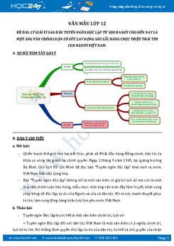 Nghị luận về sức lay động của Tuyên ngôn Độc lập
