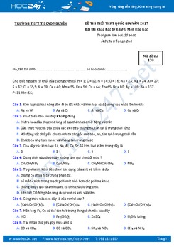 5 Đề thi thử các trường môn Hóa THPT QG 2017 có đáp án - Phần 1