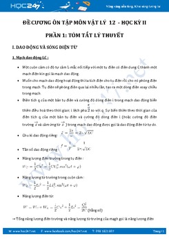 Đề cương ôn thi Học kỳ 2 môn Vật Lý lớp 12 năm 2017