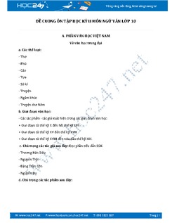 Đề cương ôn thi học kì 2 môn Ngữ văn lớp 10 năm 2017