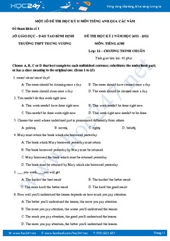 5 đề thi học kỳ 2 môn Tiếng Anh lớp 12 năm học 2017