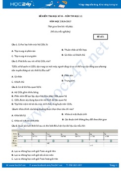 5 Đề thi học kì 2 môn Tin học lớp 12 có đáp án năm 2017
