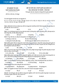 5 Đề thi thử các trường môn Hóa THPT QG 2017 có đáp án - Phần 2