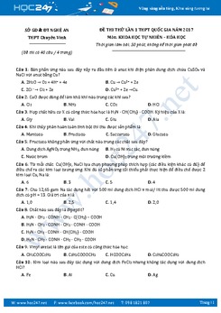 5 Đề thi thử các trường Chuyên môn Hóa THPT QG 2017 có đáp án - Phần 1