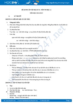 Đề cương ôn thi học kì 2 môn Tin học lớp 11 năm 2017
