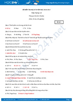 5 Đề thi học kì 2 môn Tin học lớp 10 có đáp án năm 2017