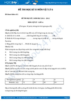 4 đề thi Hoc kì 2 môn Vật Lý lớp 6 có lời giải và đáp án chi tiết năm 2017