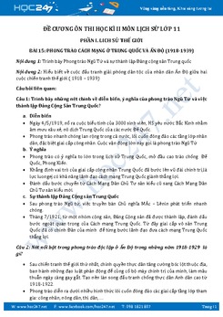 Đề cương ôn thi học kì 2 môn Lịch sử lớp 11 năm 2017