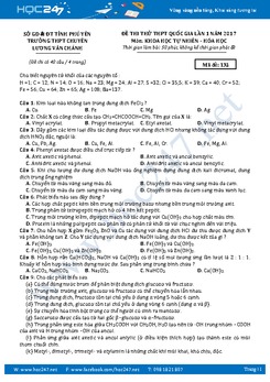 Đề thi thử THPT QG 2017 môn Hóa THPT Chuyên Lương Văn Chánh - Phú Yên có đáp án