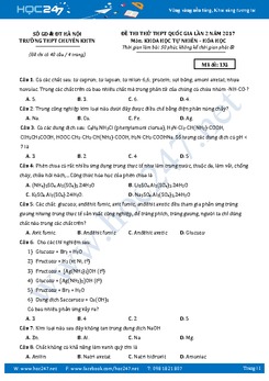 Đề thi thử THPT QG 2017 môn Hóa THPT Chuyên KHTN - Hà Nội có đáp án