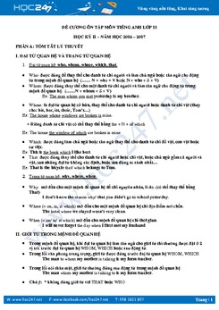 Đề cương ôn thi HK2 môn Tiếng Anh lớp 11 năm học 2018