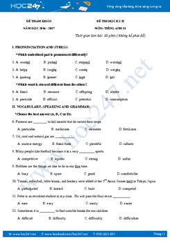 Đề thi học kỳ 2 môn Tiếng Anh lớp 11 có đáp án