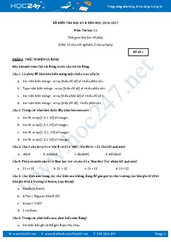 5 Đề thi học kì 2 môn Tin học lớp 11 có đáp án năm 2017