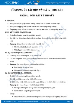 Đề cương ôn thi Học kì 2 môn Vật Lý lớp 6 năm 2017