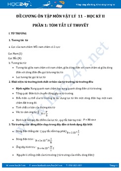 Đề cương ôn thi Học kì 2 môn Vật Lý lớp 11 năm 2017