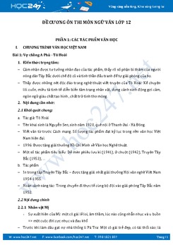 Đề cương ôn thi học kì 2 môn Ngữ văn lớp 12 năm 2017