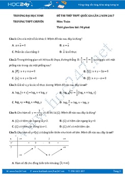 Bộ 5 đề thi thử THPT Quốc gia 2017 môn Toán các trường THPT chuyên