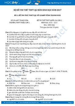 Bộ 5 đề thi thử THPT QG môn Sinh học năm 2017